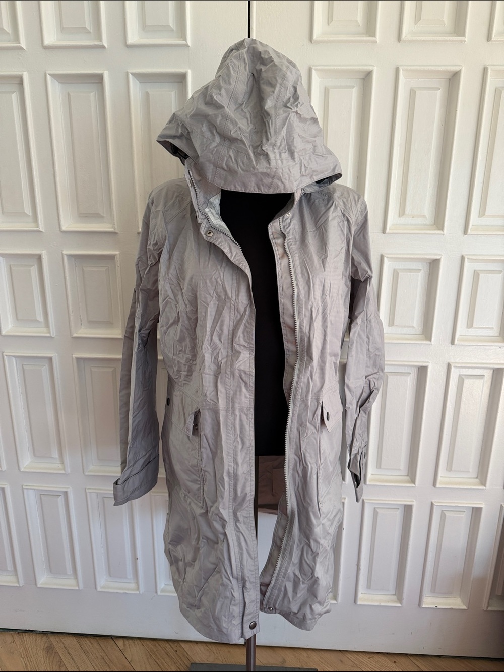 Patagonia Light Gray Hooded Rain Jacket